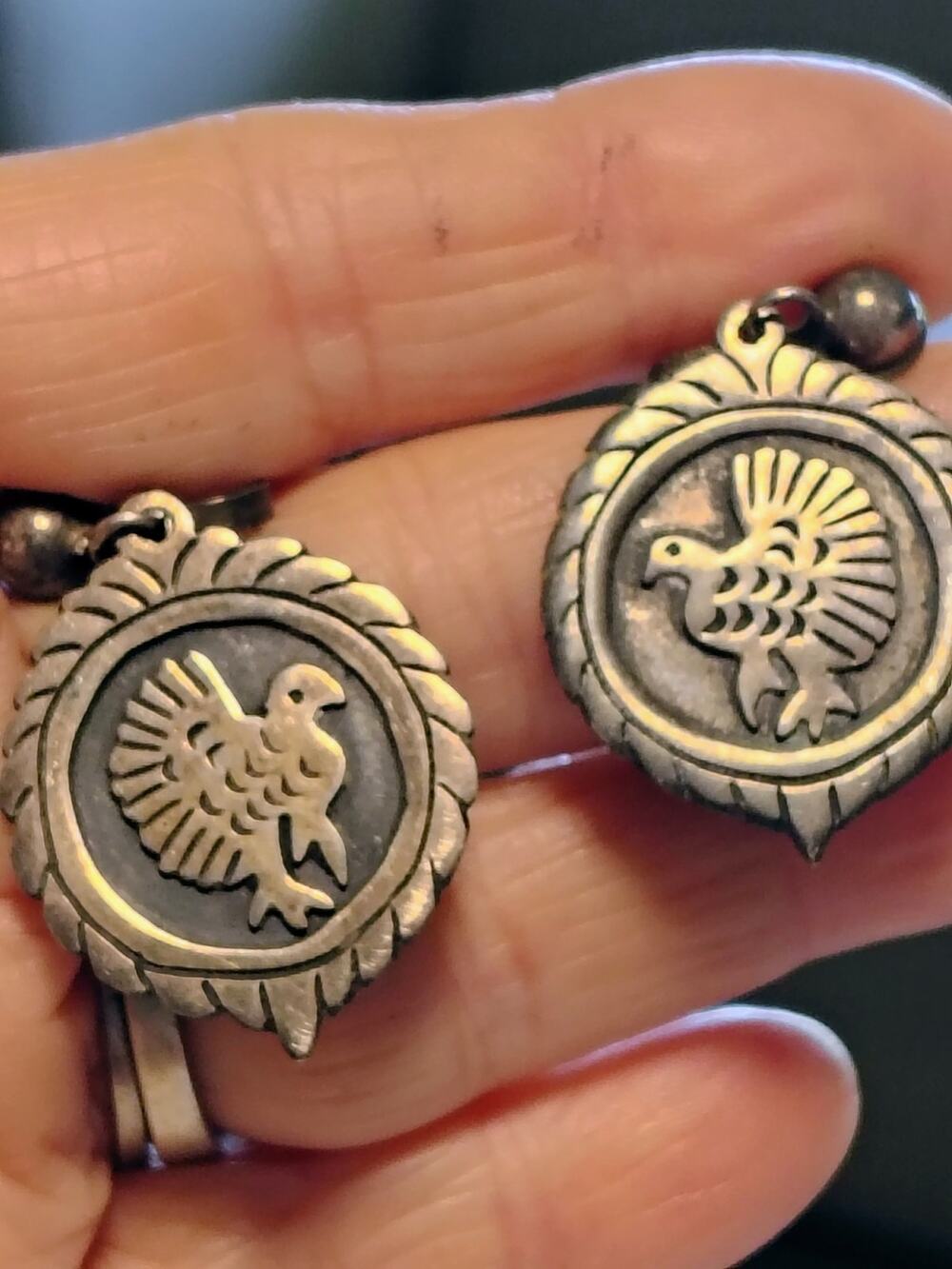 Vintage Sterling Silver Mexico Eagle Bird Screw Back Earrings 8.73g